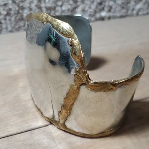 Vintage Silver and Brass Cuff Bracelet